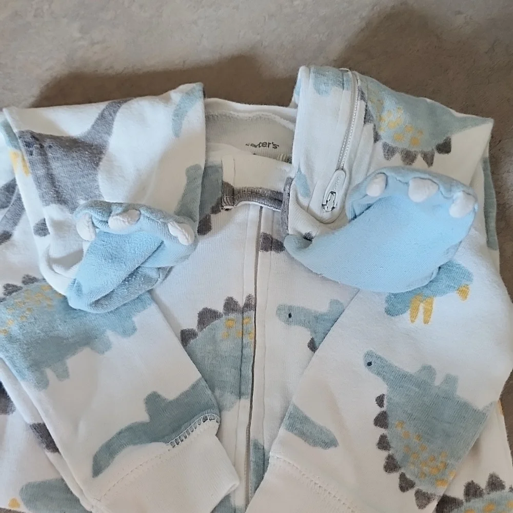 CARTERS Blue & Grey Dinosaur Sleeper 6 Months